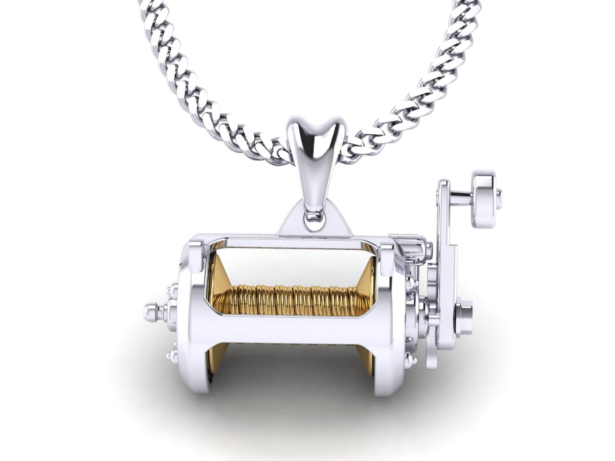Conventional Fishing Reel Necklace in Sterling Silver