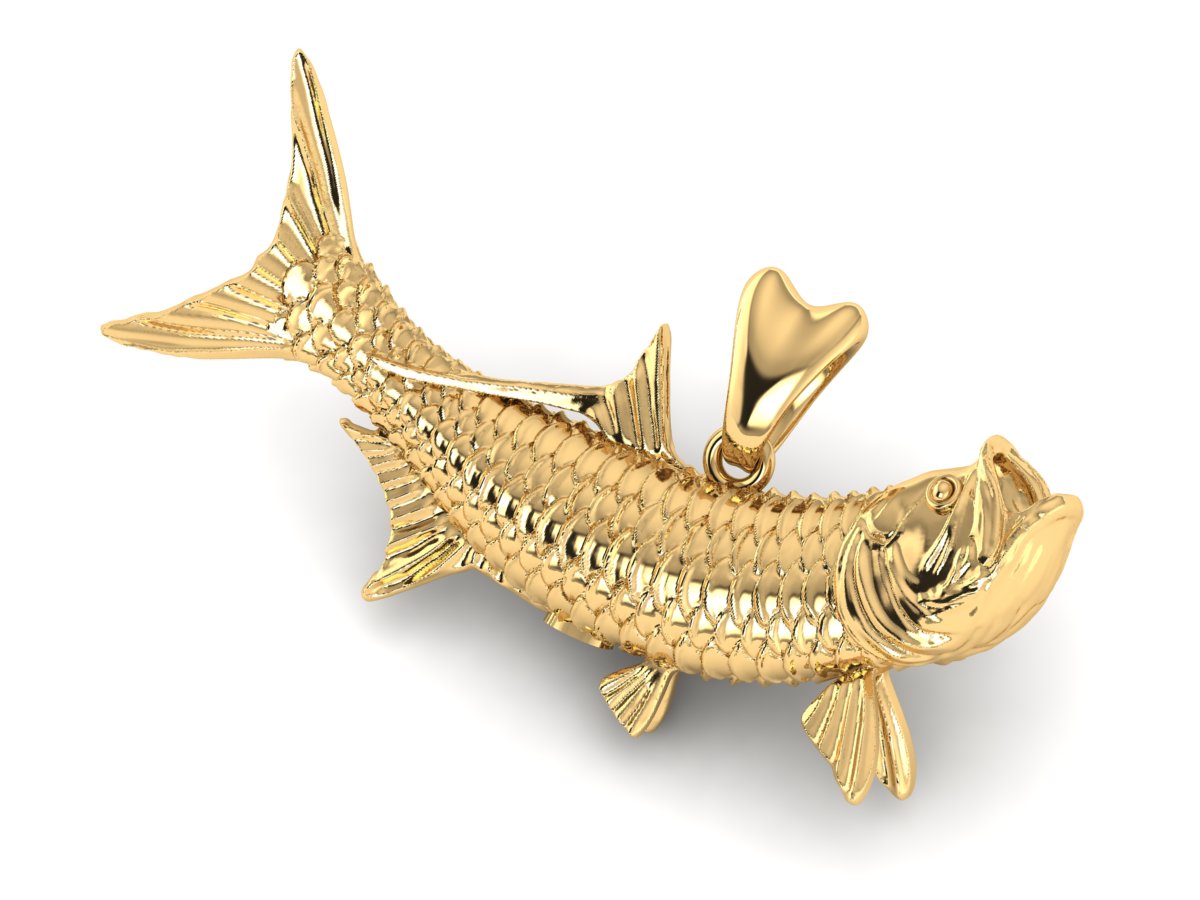 New 14k Yellow Gold Fishing Reel Pendant