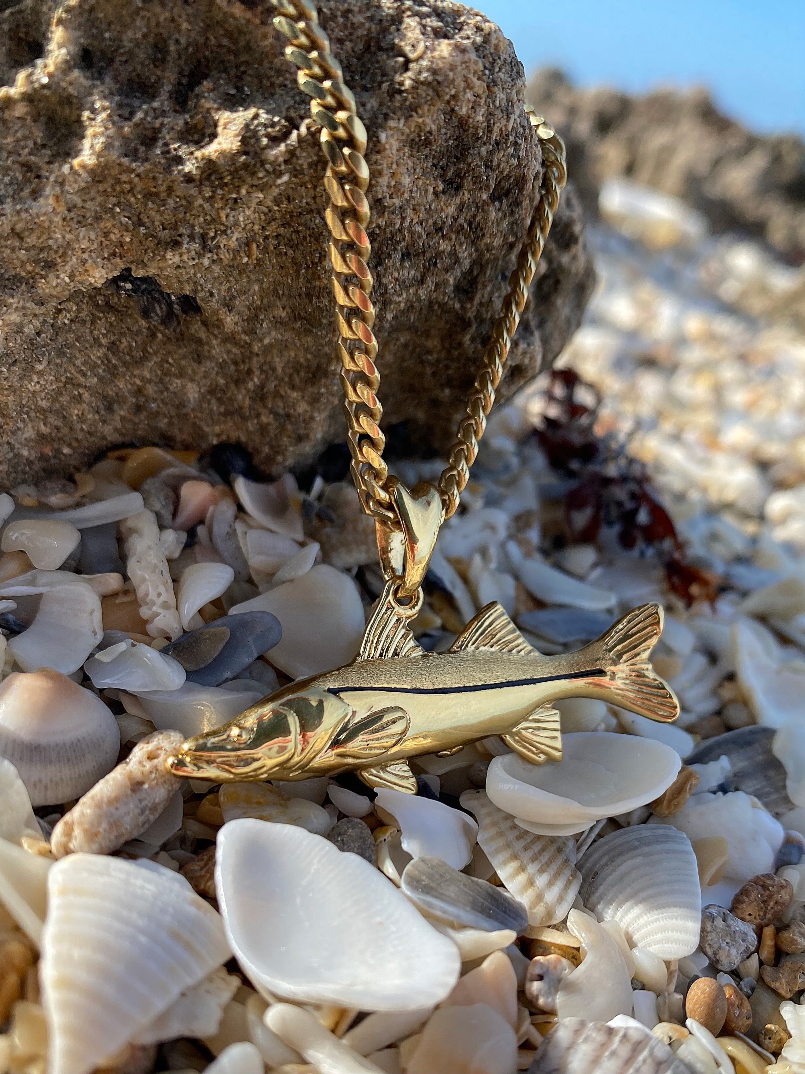 gold vermeil snook fish necklace by castil jewelry