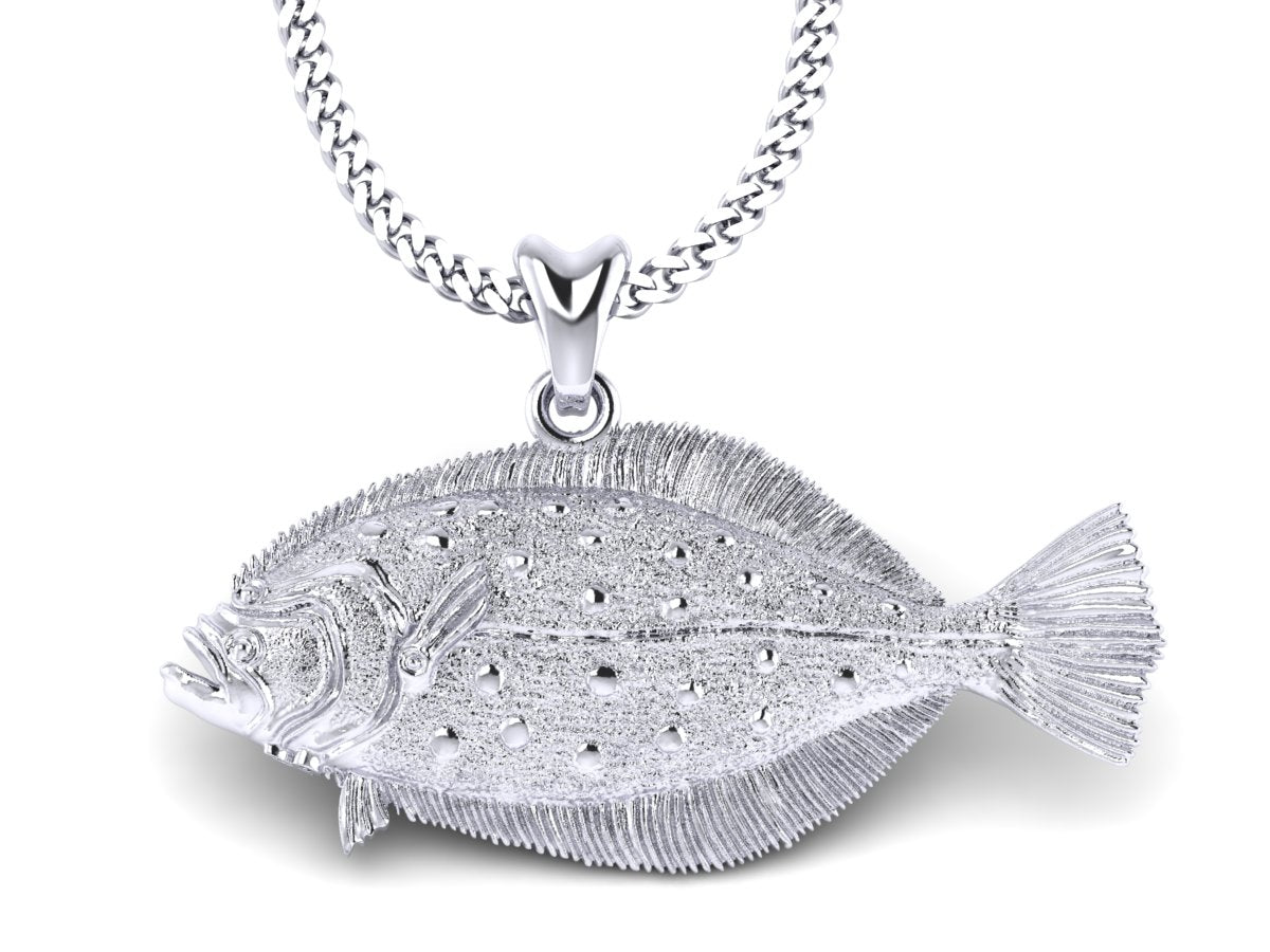 silver flounder fish necklace by castil jewelry