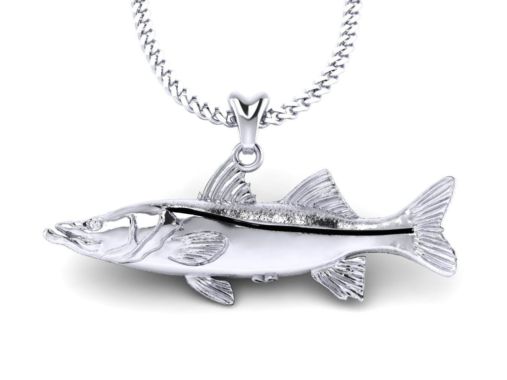 Snook Fish Pendant - Large | Sea Shur Jewelry Silver w/ Medium Bail