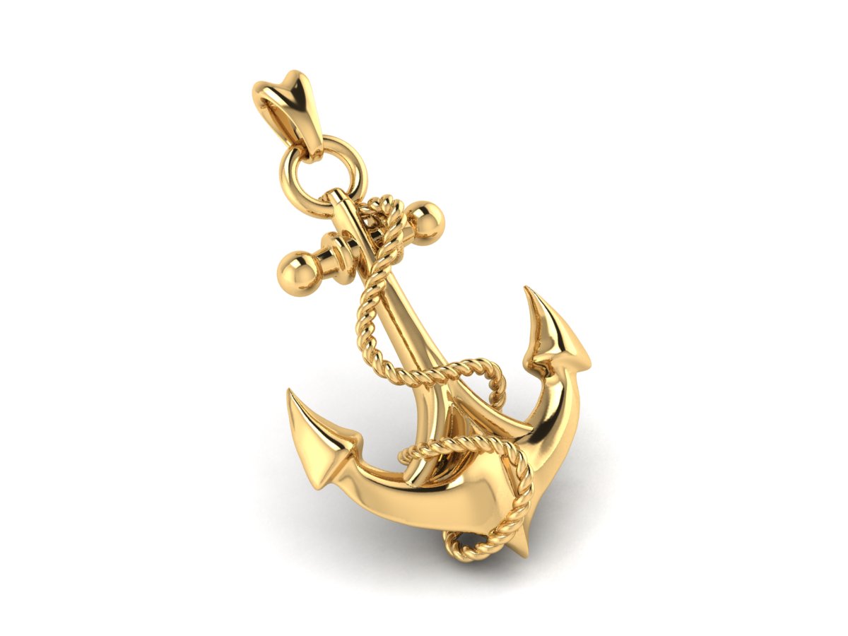 Solid gold deals anchor pendant