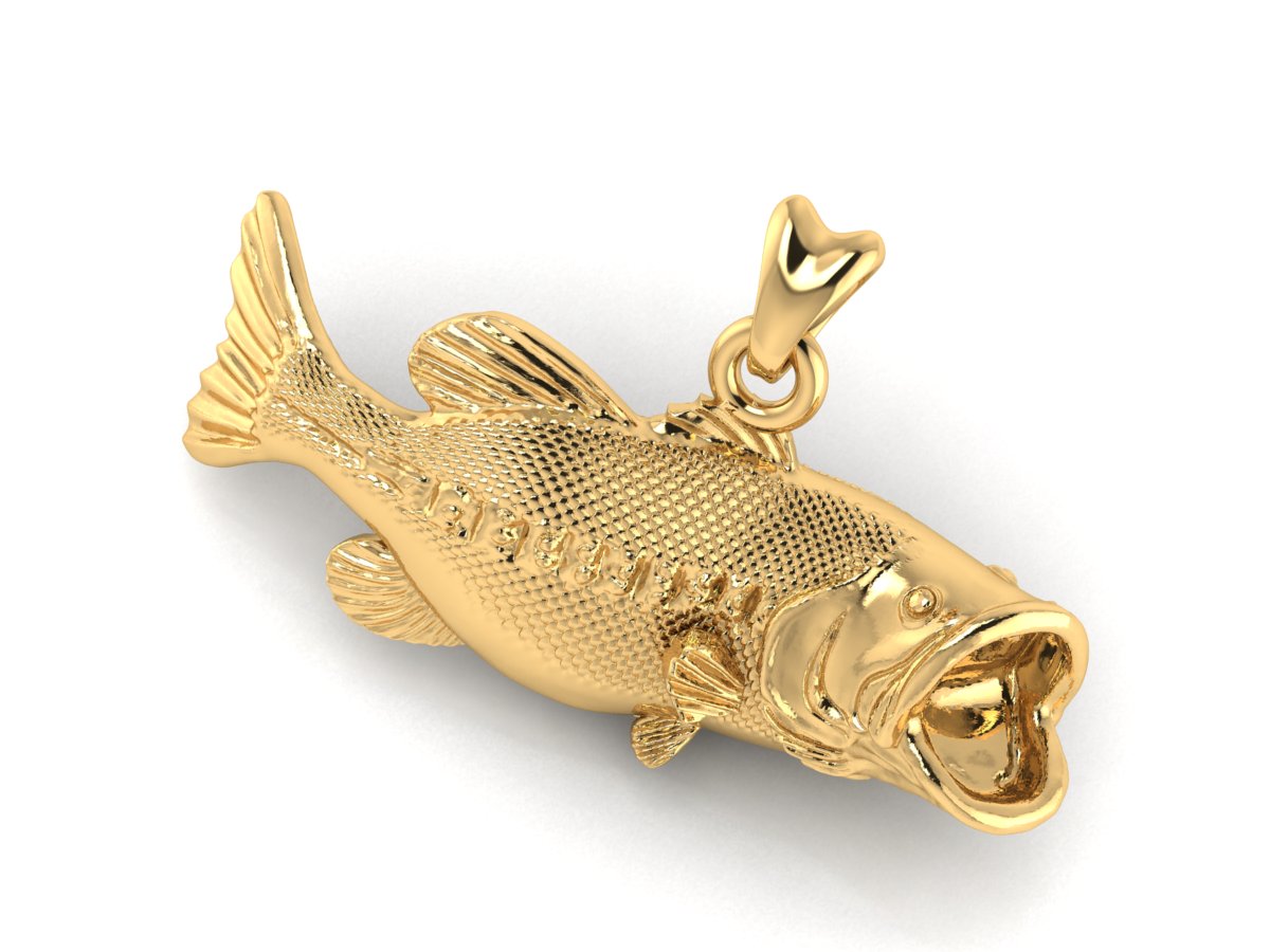 Largemouth Bass Pendant in Solid Gold, One-sided | Castil